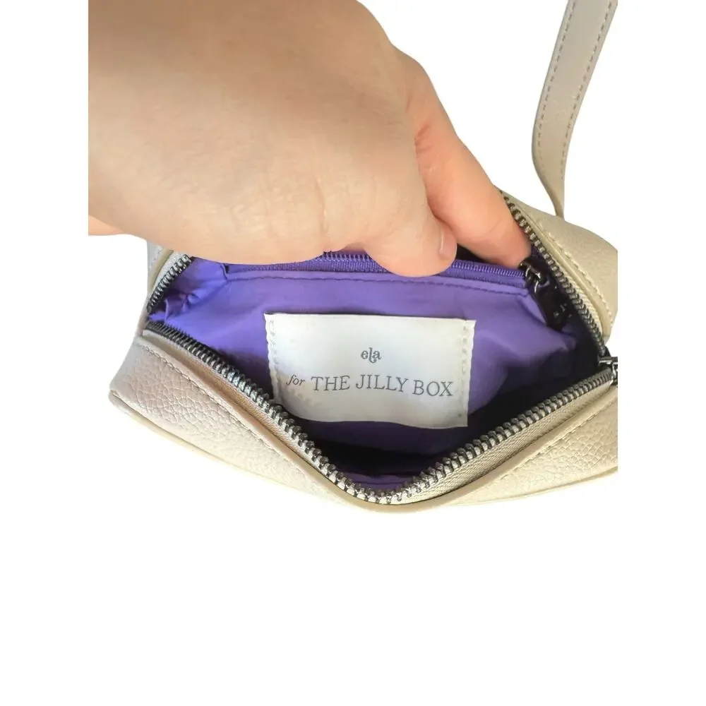 ELA for THE JILLY BOX Micro Belt Bag in Dove Pebble EUC Crossbody Vegan Leather - Picture 3 of 8